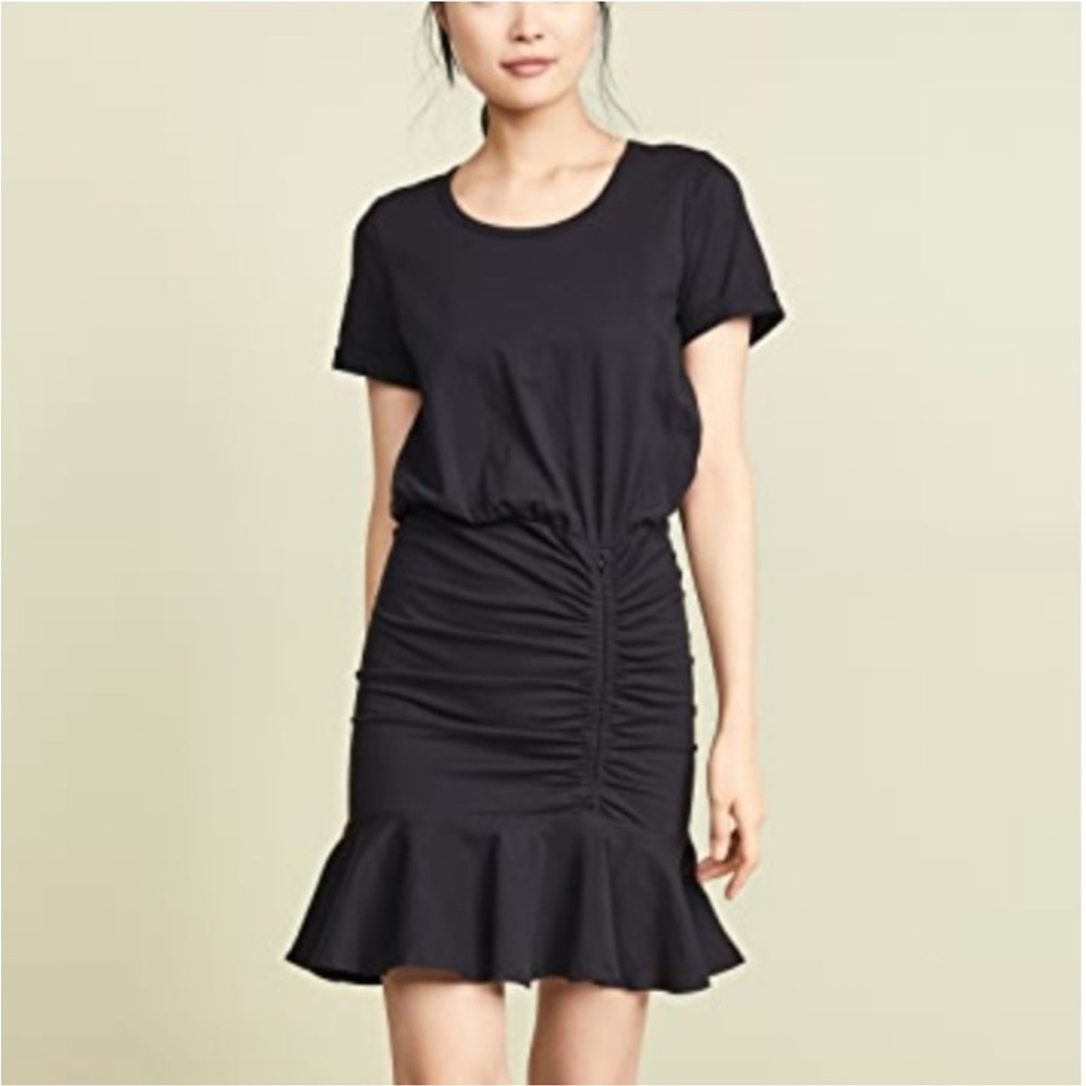 Veronica Beard Jean Pima Ruched Dress w/ Flounce, Size S